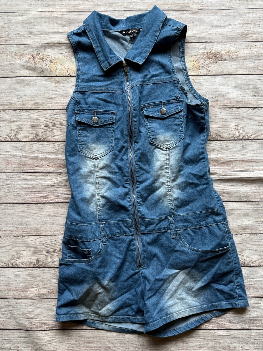 V.I.P. jeans distressed stretch denim romper juniors size 13/14